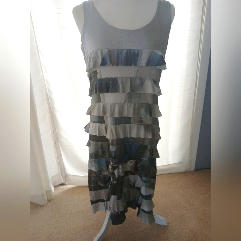 TANGO MANGO Smooth Stretch Ruffle Tiered Lace Print Tank Dress Sz M. FL